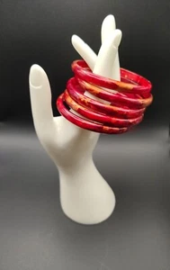 Brazaletes 3" de ancho, 8" círculo interior, 7,3 mm de grosor, 5 de colección rojo y dorado - Imagen 1 de 13