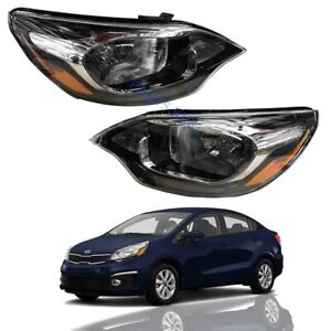 For 2012 2017 Kia Rio Sedan Halogen Headlight Assembly Left Right Pair 2pc