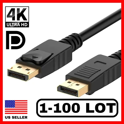 Lot of 1-100 6FT DisplayPort Cable 4k@60hz 2k@165hz HD Video cable DP to DP Male - Image 1 of 4