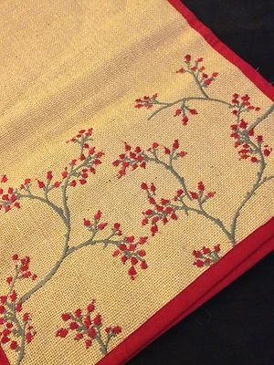 Target Sparkle Burlap Red Trim Table Runner NWOT 14 X 70 - Image 1 of 2