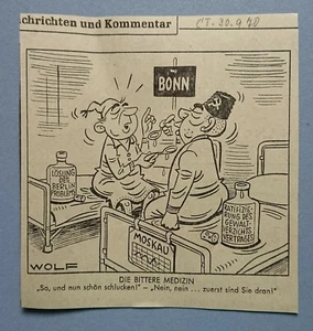 Old Display Tageblatt Coburg 30.09.70 Political Satire Politics Economy Wolf - Picture 1 of 2