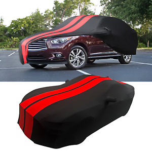 For INFINITI  QX60 QX70 FX Satin Stretch Indoor Car Cover Dustproof Black/Red