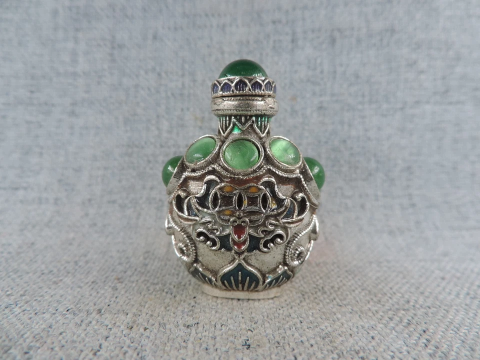 Maravillosa botella de tabaco Cloisonne china ahuecada hecha a mano G Foto 1 de 4