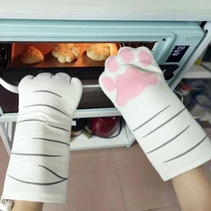 Insulation Cat Paws Oven Mitts Heat Resistant Kitchen Handschoen Cooking - Picture 1 of 18
