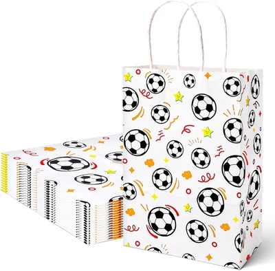 Paquete de 16 bolsas de regalos de fútbol, ​​bolsas para regalos de fiesta de 5,5" X2,8" X8" con asas para niños Foto 1 de 4