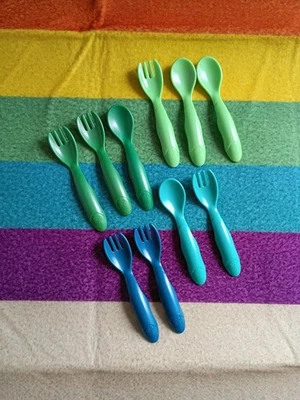 Utensilios verdes para bebés/niños pequeños 10 piezas - verdes y azules Foto 1 de 4
