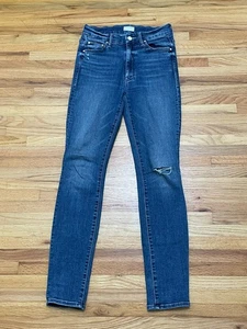 Pantalones de mezclilla para mujer 26 azules de algodón pierna ajustada tobillo desgastado grunge - Imagen 1 de 13