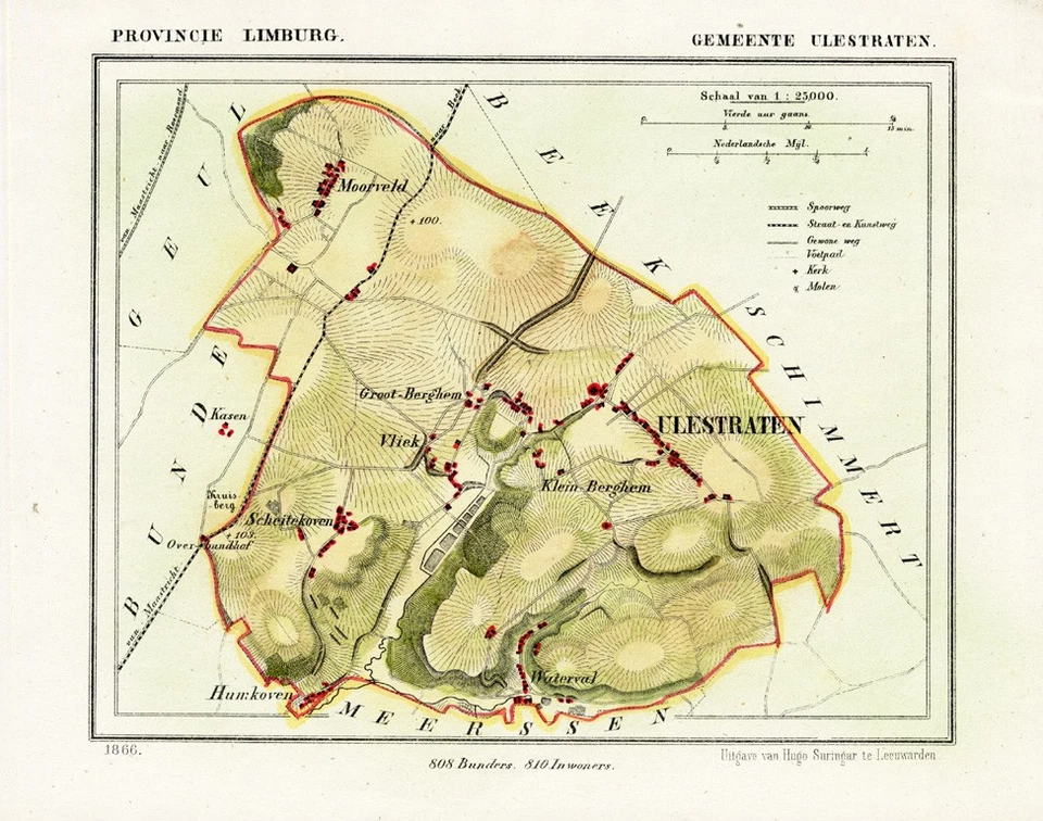 ANTIQUE MAP-NETHERLANDS-TOWN PLAN-ULESTRATEN-LIMBURG-KUYPER-1865 - Image 1 of 1