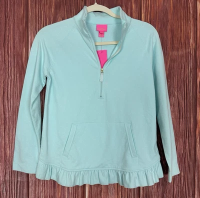 Lilly Pulitzer Niñas 1/4 Cremallera Mini Killian Popover Azul Claro Aqua Talla XL NUEVO CON ETIQUETAS Foto 1 de 4