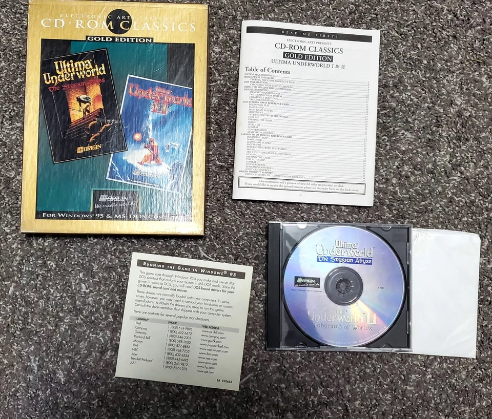 CD Rom 经典 Ultima Underworld & Ultima Underworld II 金版 DOS Win95 — 第 1/1 张图片