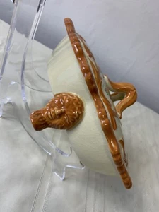 Bonboniere Japan geteilt Fuß Gesicht Füße 20er Keramik floral orange Handarbeit - Bild 1 von 12