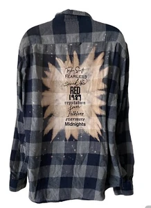 Taylor Swift The Eras Tour Up-Cycled Flannel Custom Made 100% Cotton Size L - Picture 1 of 5