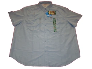 NWT American Outdoorsman Mens 3XL Short Sleeve Button Blue Fishing Shirt - Picture 1 of 12