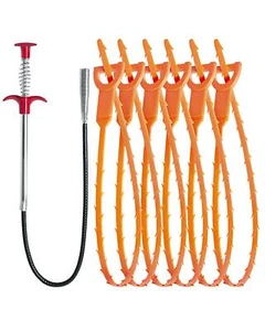 7 Pack Drain Clog Remover Tool Kitchen Sink Toilet Declogger Tool Hair Remover - Picture 1 of 7