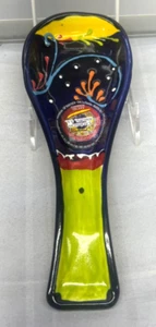 Ceramica ANORU SL Spain Spoon Rest Blue Yellow Green New NWT 10" hand Painted - Picture 1 of 4