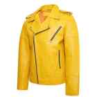 New Men&#39;s Yellow Leather Jacket 100%RealLambskin Slim Fit Biker MotorcycleJacket