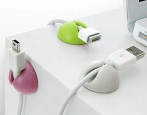 5x Multicoloured Cable Holder Desk Wire Organiser Clip for Mobile Phones Laptops - Afbeelding 1 van 6