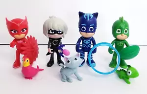 PJ Masks 4 Figures Owlette Luna Gekko Catboy & Pets Mr. Meow Birdie Lizardo 3" - Picture 1 of 7