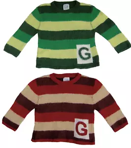 Suéter Rayas Gap Bebé Lana Algodón Verde Rojo 1 Ombre 12-18 Mos Conjunto Paquete - Imagen 1 de 11
