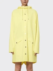NEW Womens RAINS Brand long jacket Straw Yellow color size Small rain jacket - Picture 1 of 5