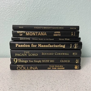 Lot of 7 Solid Black Gold Text Hardback Books Staging Decor Props Display - Bild 1 von 12