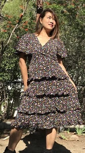 NWT Vintage Retro Style Midi Dress Ruffle One Size FitsSML - Picture 1 of 5