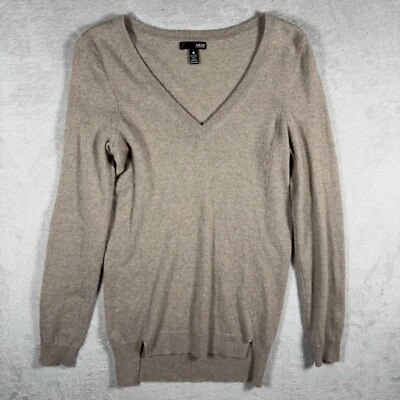 Suéter Aqua 100 % cachemir cuello en V marrón manga larga suave cómodo talla XS #2379 Foto 1 de 4