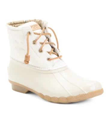 Novo Sperry Top sider água salgada STS84370 botas de pato femininas colcha de náilon marfim tamanho 8 - Imagem 1 de 4