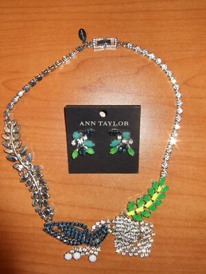 ANN TAYLOR COLLAR DE PERLAS DE PIEDRA DE CRISTAL CON PENDIENTES NUEVO Foto 1 de 4