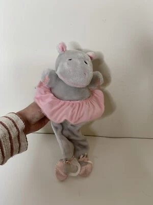 Kids II Gray Hippo Plush Musical For Crib With Pink Ballet Tutu 1998 - Image 1 of 4