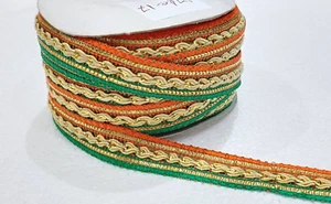 Stunning Orange/Green/Golden Color Lace Trim for DIY and Crafts Projects 1 meter - Picture 1 of 5