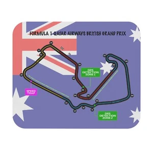 Formula One Mouse Pad featuring the British Grand Prix track layout and flag. - Picture 1 of 5