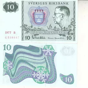 SWEDEN 10 KRONR 1977 P-52 UNC - Picture 1 of 1
