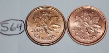 2004 + 2004 P 1 Cent Canada Steel Magnetic + Zinc Non Magnetic Lot #S64