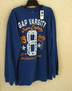 NWT BOY'S GAP VARSITY LS BLUE COTTON TEAM CAPTAIN SHIRT SZ XL - Picture 1 of 7