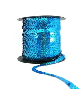 Holographic Blue 6mm Sequin Trimming String Flat Round Costume (1/3/5/10/90M) - Picture 1 of 1