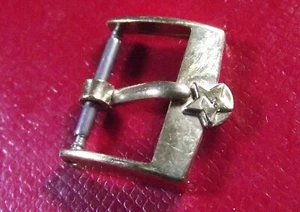 ZENITH - RARE VINTAGE '40/50 STAR BUCKLE 14 mm INSIDE - YELLOW GOLD COLOR -SWISS - Imagen 1 de 5