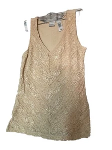 Ladies Emma James Lace Style Floral Ivory Tank Top Size S - Picture 1 of 3