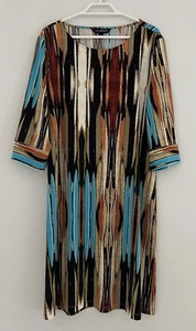 Liz Jordan Dress Stretch Multicoloured Midi Size L Casual Summer Ex Condition - Picture 1 of 6