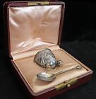 1870-80's French .950 Silver Cased, Monogrammed Egg Cup & Spoon by Boyer-Callot