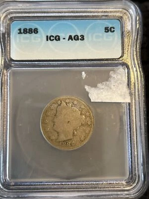 1886 ICG AG3 nickel full rim rare liberty “v”nickel beautiful collectible freeSH - Image 1 of 4