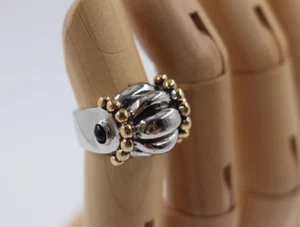 ESPO JOSEPH ESPOSITO 14K GOLD FILLED RIBBED ONYX RING SIZE 5 - Picture 1 of 9