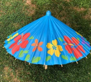 Vintage Large Rice Paper Bamboo Umbrella Parasol - Picture 1 of 4