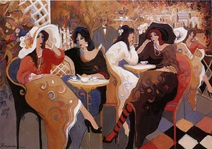 Lápiz Isaac Maimon Le Bistro firmado y # serigrafía mujeres café escena arte - Imagen 1 de 1
