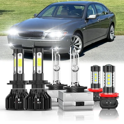 FOR BMW 750i 750Li 760Li 2006 2007 2008 LED HID Headlight Hi/Low+Fog Light Kit - Image 1 of 4