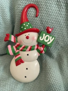 Plastic Snowman Door Hanger JSNY Joy Vintage Christmas Holiday Decoration - Picture 1 of 7
