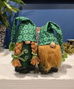 New 7.5" Green St. Patrick's Plush Gnome Couple With Weighted Bottom - Picture 1 of 1