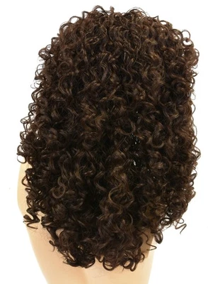 Pelucas largas negras rizadas sintéticas sin encaje cabello de bebé natural resistente al calor Foto 1 de 4