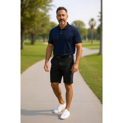 FILA 男式 40 休闲纯色 Dk 灰色平前 11 英寸内缝高尔夫短裤 — 第 1/4 张图片