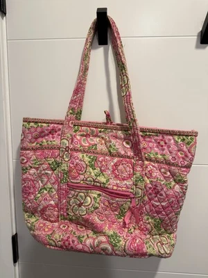 Bolso de Mano Vera Bradley Rosa Pétalo Floral Verde Leopardo Mediano de Hombro Palanca Foto 1 de 3